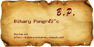 Bihary Pongrác névjegykártya